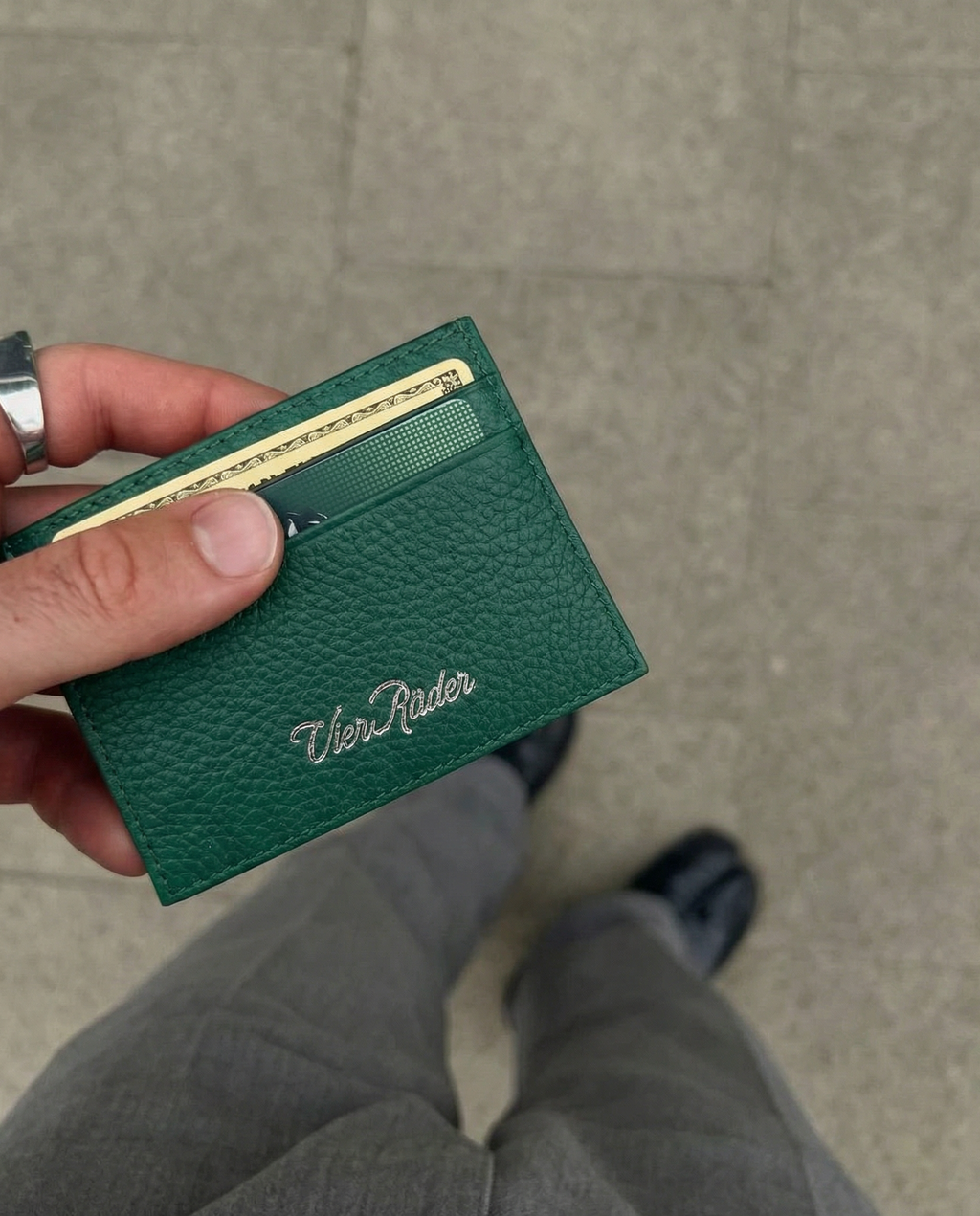 VR Leather Card Holder – Racing Green